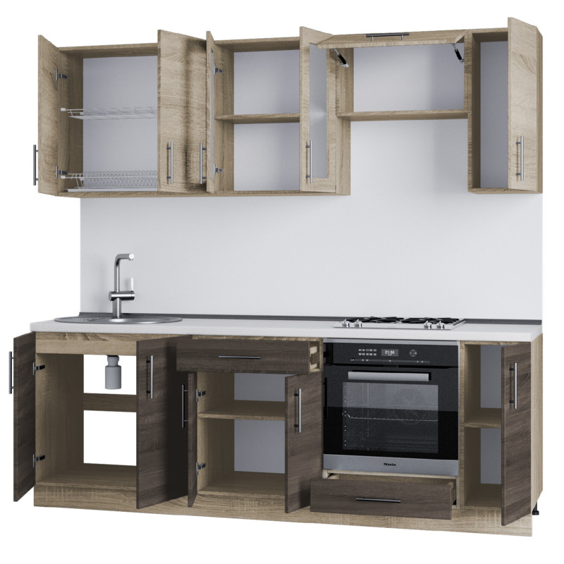 Серія 720 набір 2.3 м, Дуб Сонома, Дуб Сонома Трюфель. Зі стільницею. - Зображення 2