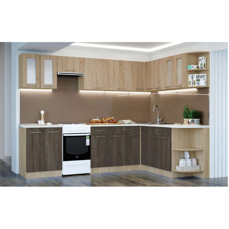 Серія 580 набір 3.4 м, Дуб Сонома, Дуб Сонома Трюфель зі стільницею