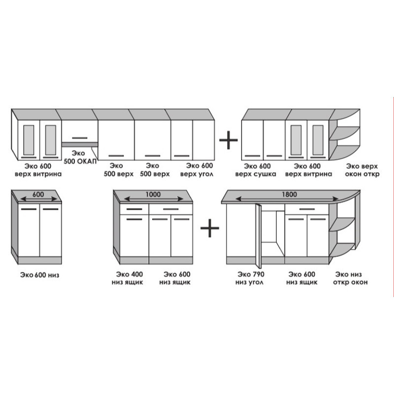 Серія 580 набір 3.4 м, Дуб Сонома, Дуб Сонома Трюфель зі стільницею - Зображення 2