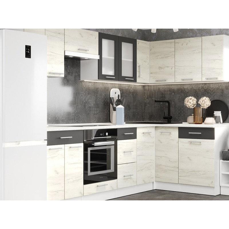 Серія 580 набір 3.42 м, Білий, Дуб крафт білий, Графіт зі стільницею - Зображення 2