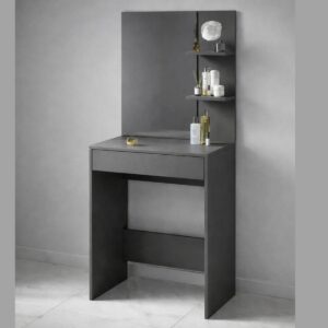 Туалетний столик з дзеркалом, полицями та шухлядою 60×40×145 см, антрацит