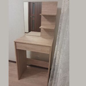 Туалетний столик з дзеркалом, полицями та шухлядою 60×40×145 см, дуб сонома