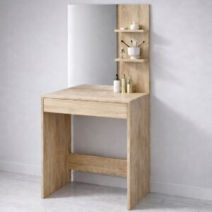 Туалетний столик з дзеркалом, полицями та шухлядою 60×40×145 см, дуб сонома