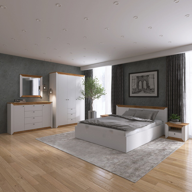 Комплект для спальні Н-3, Дуб Крафт Золотий, Білий