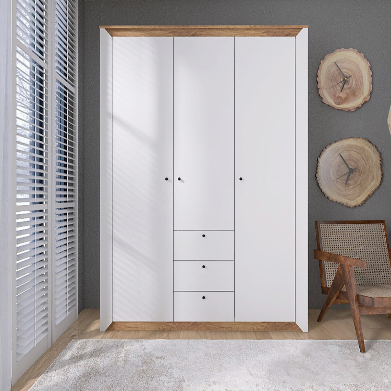 Комплект для спальні Н-3, Дуб Крафт Золотий, Білий - Зображення 5