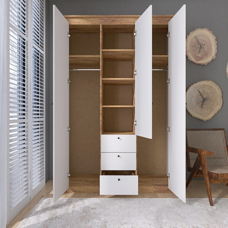 Комплект для спальні Н-3, Дуб Крафт Золотий, Білий - Зображення 6