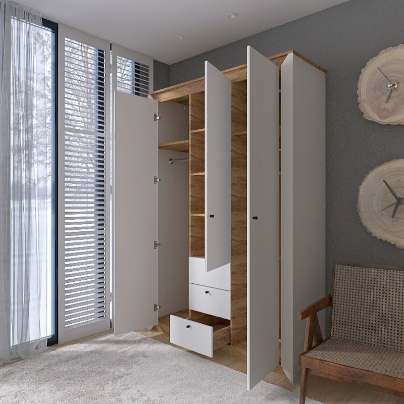 Комплект для спальні Н-3, Дуб Крафт Золотий, Білий - Зображення 7