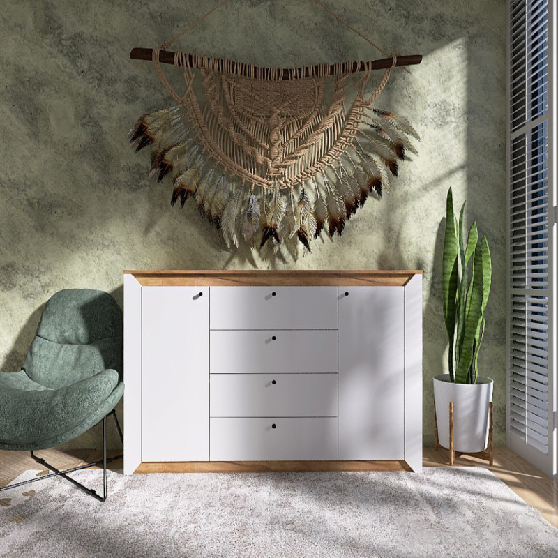 Комплект для спальні Н-3, Дуб Крафт Золотий, Білий - Зображення 11