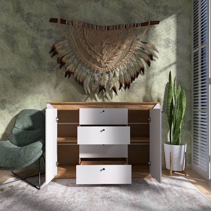 Комплект для спальні Н-3, Дуб Крафт Золотий, Білий - Зображення 13