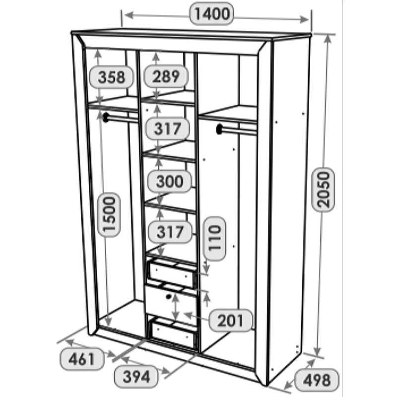 Комплект для спальні Н-3, Дуб Крафт Золотий, Білий - Зображення 20