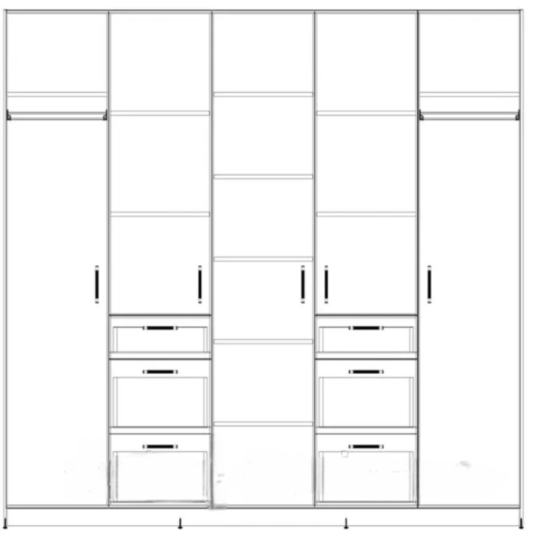 Шафа 2284 мм з шухлядами та полицями - Зображення 5