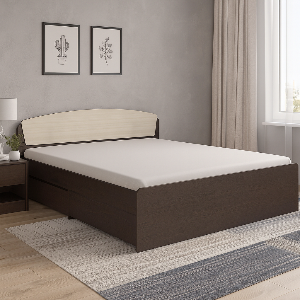 Ліжко А-1 160х200 з однією шухлядою, Венге темний, Дуб молочний