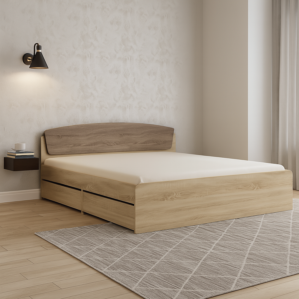 Ліжко А-1 160х200 з чотирма шухлядами, Дуб Сонома,Трюфель