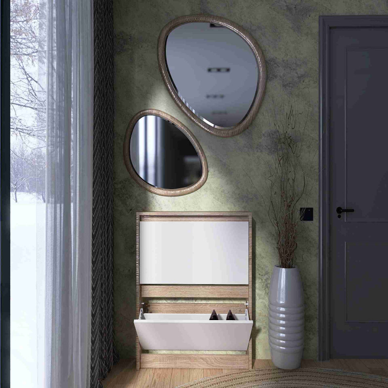 Тумба для взуття 160-2 СІТІ Дуб Сонома, Білий