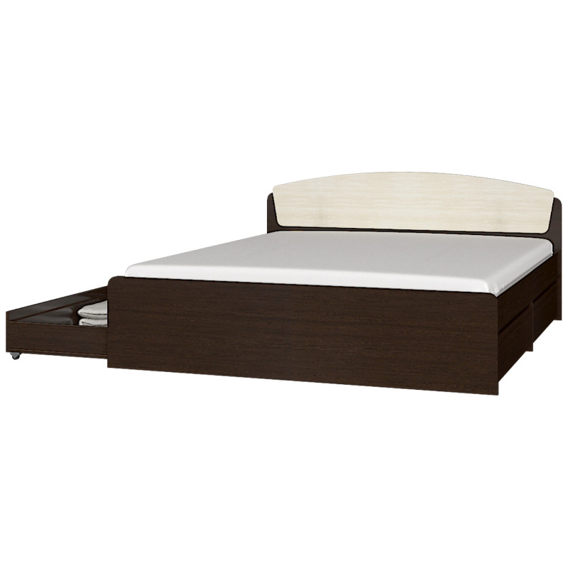 Ліжко А-1 160х200 з однією шухлядою, Венге темний, Дуб молочний - Зображення 2