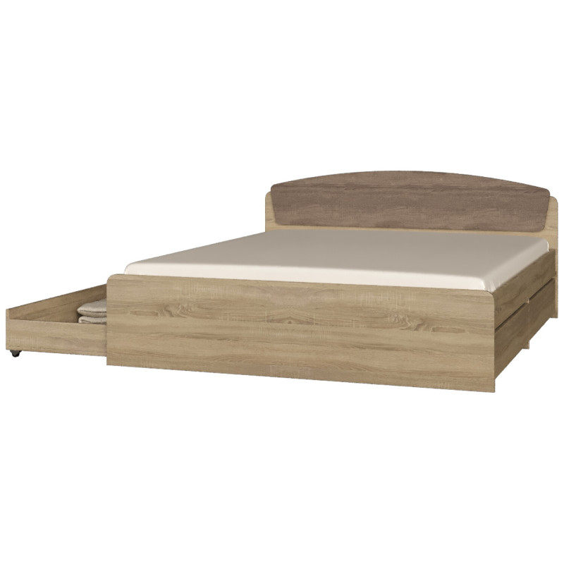 Ліжко А-1 160х200 з чотирма шухлядами, Дуб Сонома,Трюфель - Зображення 2