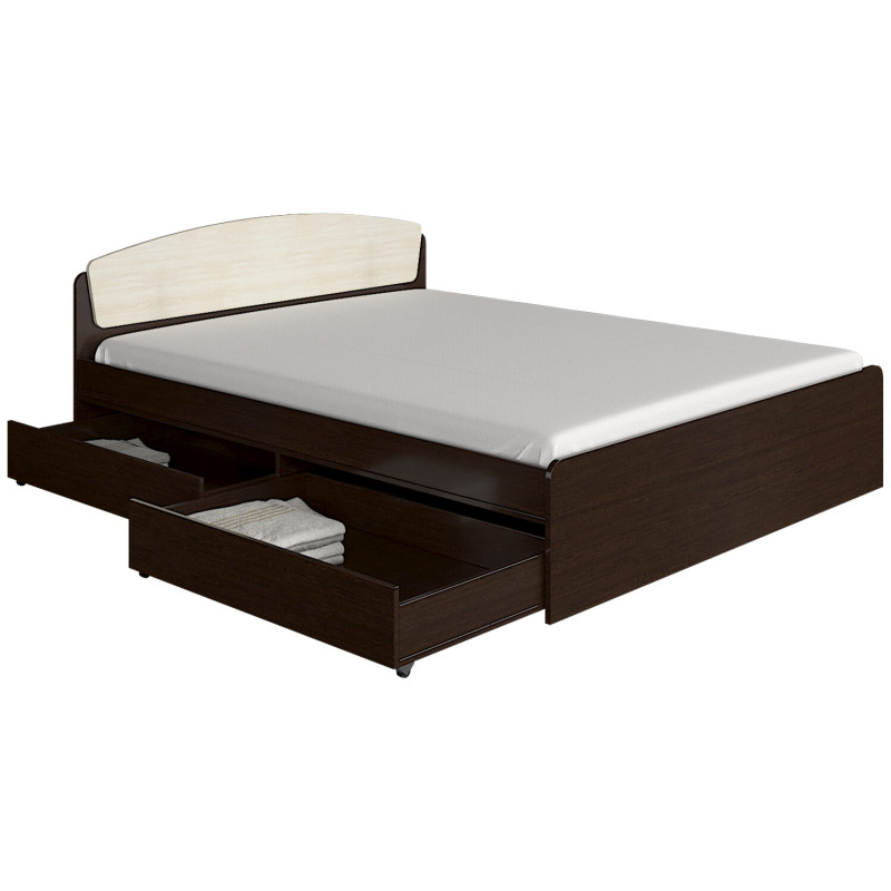 Ліжко А-1 160х200 з однією шухлядою, Венге темний, Дуб молочний - Зображення 3