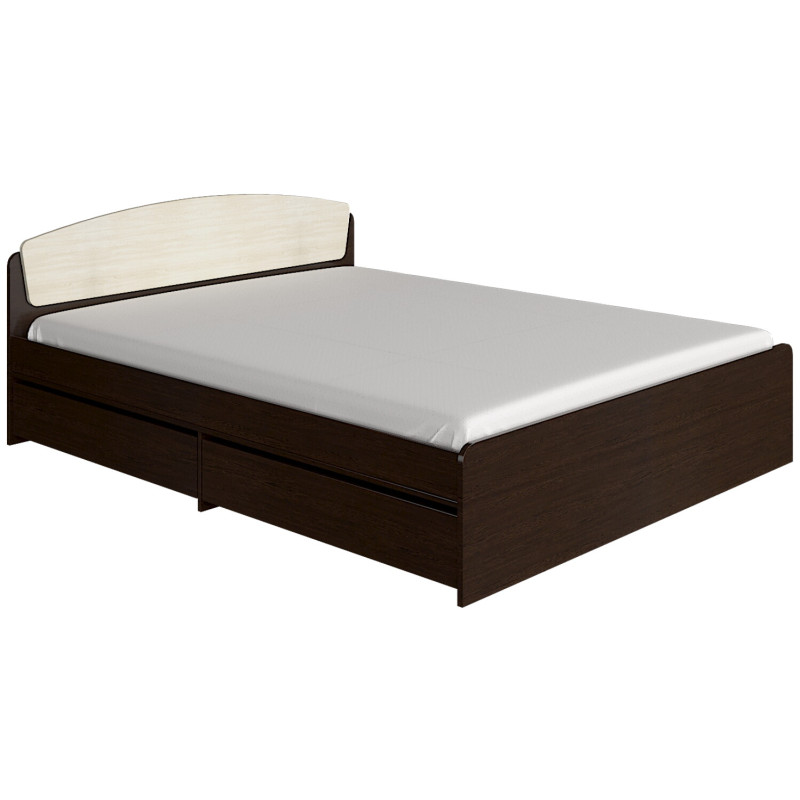 Ліжко А-1 160х200 з однією шухлядою, Венге темний, Дуб молочний - Зображення 5