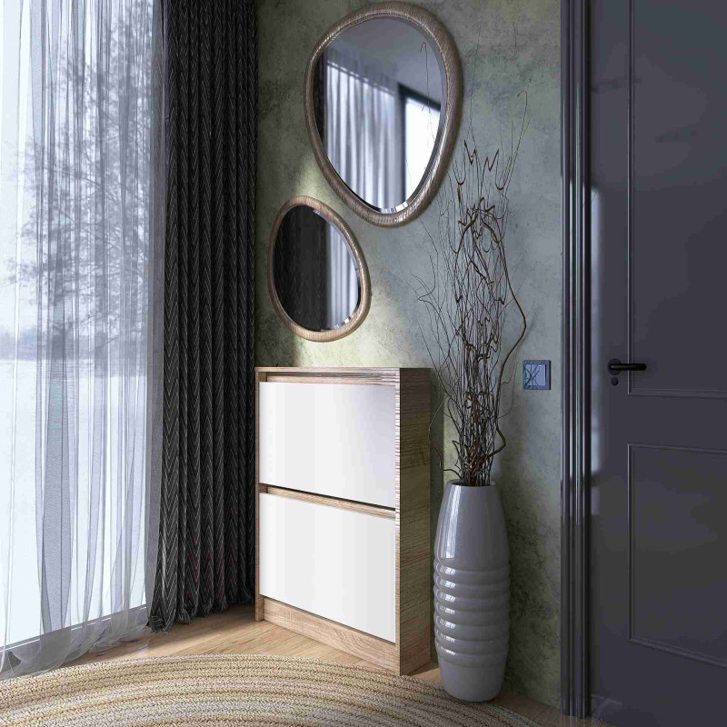 Тумба для взуття 160-2 СІТІ Дуб Сонома, Білий - Зображення 5