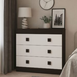 Комод С-1 з 3 шухлядами 80 × 38 × 74 см, венге темний / білий