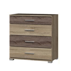 Комод Б-5 з 4 шухлядами 70×38×72,5 см, дуб сонома з фасадами дуб сонома трюфель