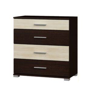 Комод Б-5 з 4 шухлядами 70×38×72,5 см, венге темний з фасадами дуб молочний