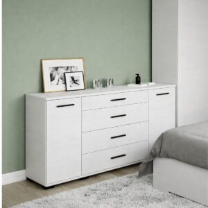 Комод Б-6 з 4 шухлядами та двома тумбами 130 × 38 × 72,5 см, білий