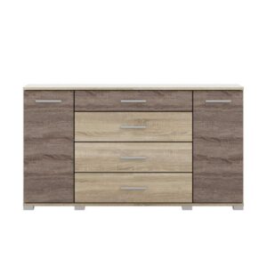 Комод Б-6 з 4 шухлядами та двома тумбами 130×38×72,5 см, з фасадами дуб сонома трюфель