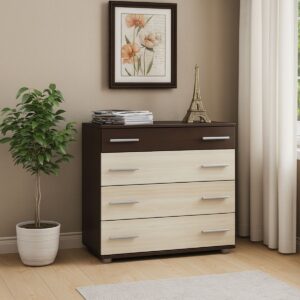 Комод К-1 з 4 шухлядами 80 × 45 × 73 см, венге темний / дуб молочний