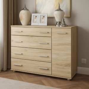 Комод К-3 з 4 шухлядами та тумбою 100 × 38 × 73 см, дуб сонома