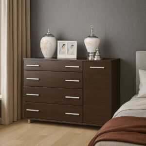 Комод К-3 з 4 шухлядами та тумбою 100 × 38 × 73 см, венге темний