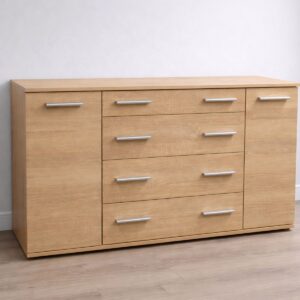 Комод К-4 з 4 шухлядами та двома тумбами 130×38×73 см, дуб сонома