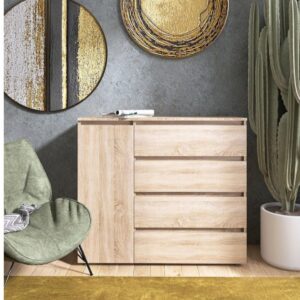 Комод КЛ-3 з 4 шухлядами та тумбою, 105 × 38 × 93 см, дуб сонома