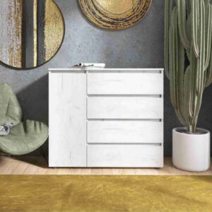 Комод КЛ-3 з 4 шухлядами та тумбою 105 × 38 × 93 см, дуб крафт білий