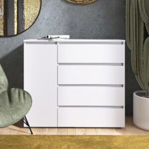 Комод КЛ-3 з 4 шухлядами та тумбою 105 × 38 × 93 см, німфея альба (білий)
