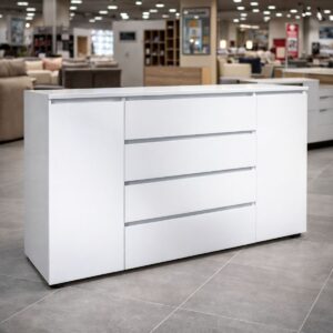 Комод КЛ-4 з 4 шухлядами та двома тумбами 140×38×93 см, білий