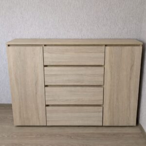 Комод КЛ-4 з 4 шухлядами та двома тумбами 140×38×93 см, дуб сонома