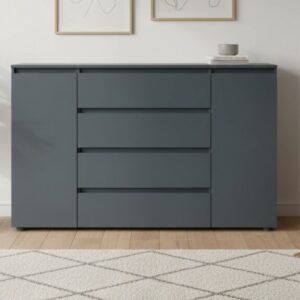 Комод КЛ-4 з 4 шухлядами та двома тумбами 140×38×93 см, графіт