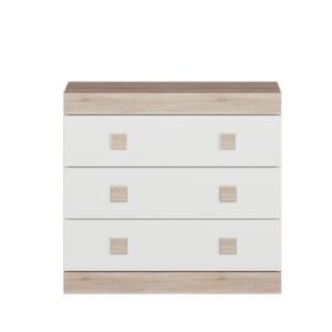 Комод С-1 з 3 шухлядами 80×38×74 см, дуб сонома з білими фасадами