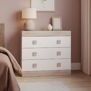 Комод С-1 з 3 шухлядами 80 × 38 × 74 см, дуб сонома / білий