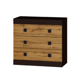 Комод С-1 з 3 шухлядами 80×38×74 см, венге з фасадами дуб крафт золотий