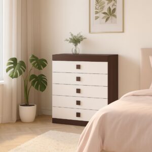 Комод С-2 з 5 шухлядами 80 × 38 × 100,5 см, венге темний / білий