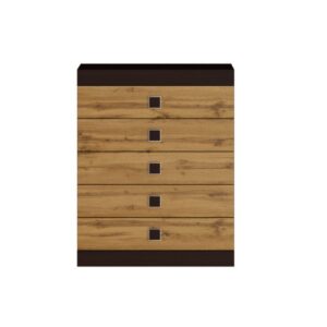 Комод С-2 з 5 шухлядами 80×38×100,5 см, венге з фасадами дуб крафт золотий