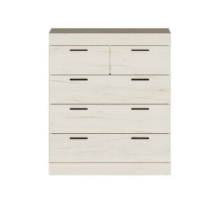 Комод С-3 з 5 шухлядами, 80×38×93 см, дуб крафт білий