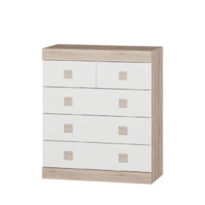 Комод С-3 з 5 шухлядами, 80×38×93 см, дуб сонома з білими фасадами