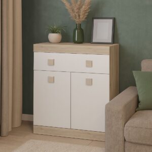 Комод С-4 одна шухляда та 2 тумби 80 × 38 × 93, дуб сонома / білий