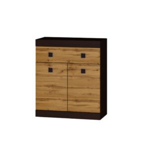 Комод С-4 1 шухляда та 2 тумби 80×38×93 см, венге з фасадами дуб крафт золотий