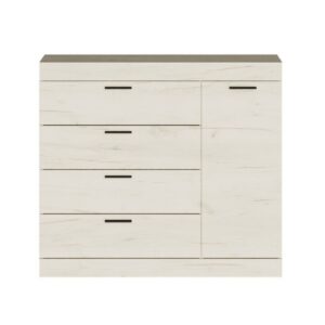 Комод С-5 з 4 шухлядами та тумбою 105×38×93 см, дуб крафт білий