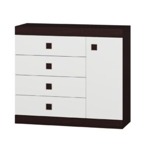 Комод С-5 з 4 шухлядами та тумбою 105×38×93 см, венге з білими фасадами