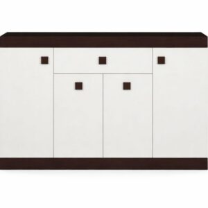 Комод С-7 з шухлядою та чотирма тумбами 140×38×93 см, венге з білими фасадами